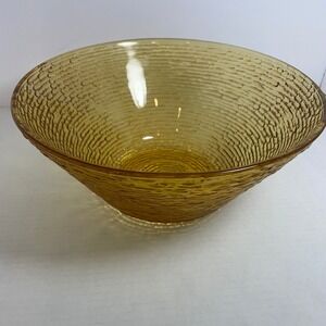 Vintage Anchor Hocking Amber Glass Textured Salad / Serving Bowl – 10.5"‎